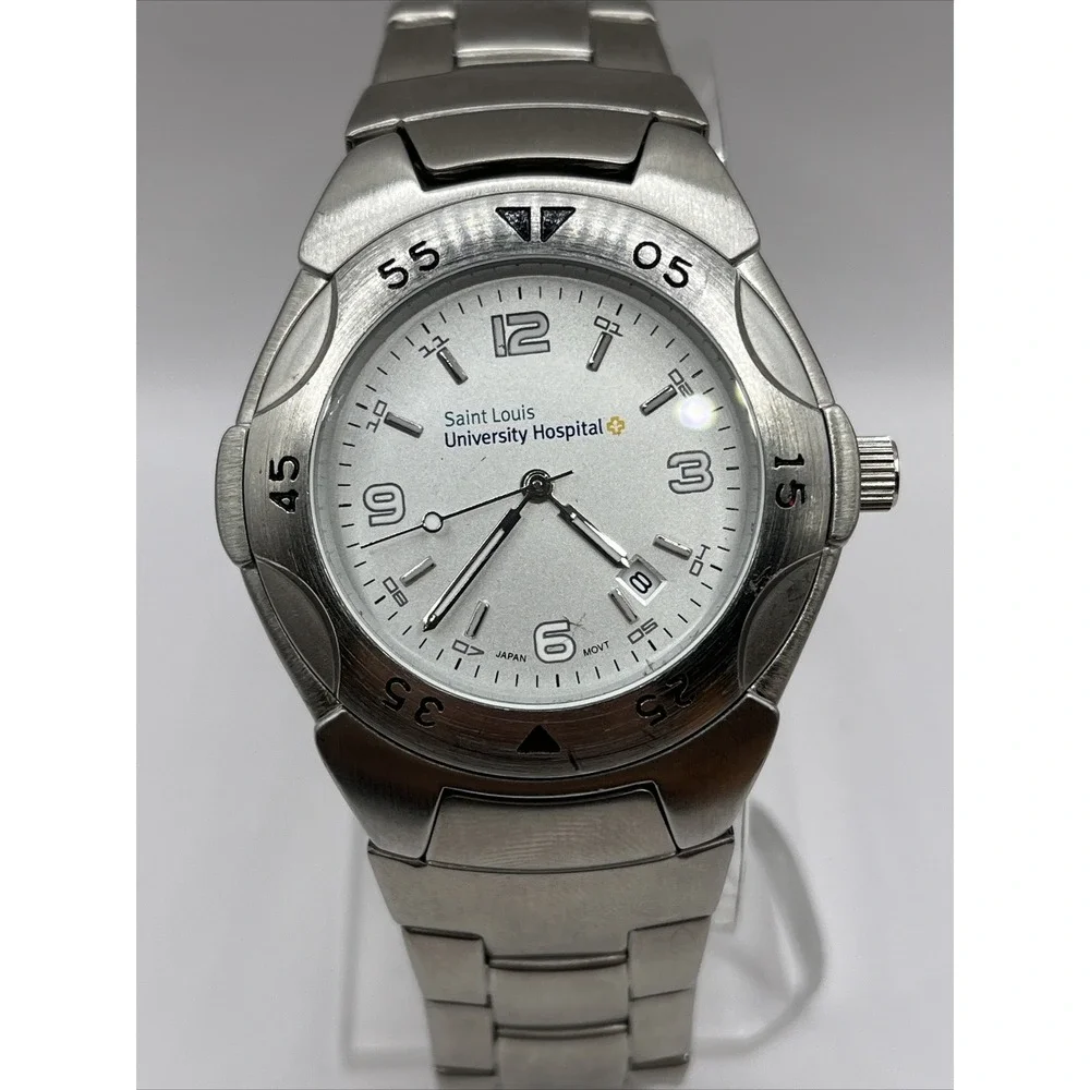 Saint Louis University Hospital Men's Quartz‎ Watch Silver Tone- New Battery